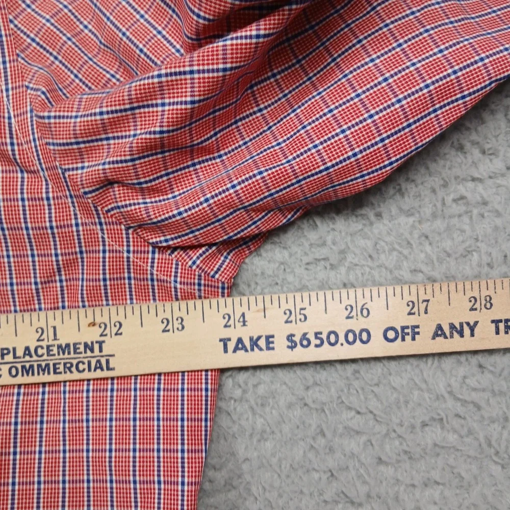 Banana Republic Slim Fit Shirt Men's XL Red Blue‎ Plaid Non-Iron Cotton